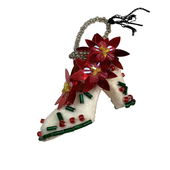 Michael Simon Handmade Poinsettia Shoe Christmas Tree Ornament - Picture 6 of 14